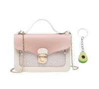 NyxSeat 1 bolso rosa y 1 colgante de bolso, regalo para niñas, adecuado para cumpleaños y ocasiones especiales, bolso de mano de estrella para niñas, bolso estilo candado, bolso de mano con cadena