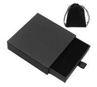 NyxSeat 1 caja de regalo de joyería con 1 bolsa de terciopelo, pendientes, caja de almacenamiento portátil, caja de regalo para collar, caja de regalo para pulsera (negro)