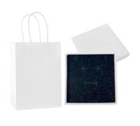 NyxSeat 1 caja de regalo pequeña con tapa + 1 bolso vertical para regalo, caja de regalo de joyería, mini bolsa de regalo, adecuada para guardar joyas o regalar (blanco)