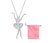 NyxSeat 1 collar de estilo bailarín, 1 bolsa de almacenamiento de joyas, collar de joyas para niños, colgante de cristal de hadas, regalo de cumpleaños para niñas, Vidrio