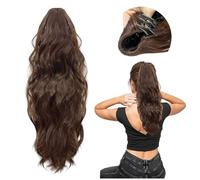 NyxSeat 1 extensión de pelo con clip para mujer, peluca ondulada, sintética, accesorios para el pelo (marrón oscuro)