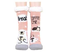NyxSeat 1 par de calcetines de color rosa con forma de oso polar, cálidos y esponjosos para mujer, gran regalo