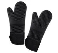 NyxSeat 1 par de guantes de cocina de silicona, guantes antideslizantes, guantes de horno resistentes al calor, guantes de cocina impermeables, adecuados para usar al cocinar, hornear, etc. (negro).
