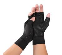 NyxSeat 1 par de guantes negros de fibra de cobre sin dedos, guantes de compresión para aliviar la artritis
