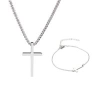 NyxSeat 1 pieza de collar de cruz con caja de regalo, juego de joyas para hombres y mujeres, cruz de Jesús, joyería de cadena cruzada, colgante, collar, pulsera, accesorios, Acero de titanio