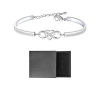 NyxSeat 1 pulsera con forma de corazón para mujer, 1 caja de almacenamiento, pulsera de plata ajustable, joyería de moda y sencilla, adecuada para mujer y niñas, Talla única