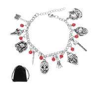 NyxSeat 1 pulsera de máscara y 1 bolsa de terciopelo negro, pulsera de personaje villano, regalo de manualidades para mujeres, regalo de película de terror, pulsera de máscaras, pulsera fantasma