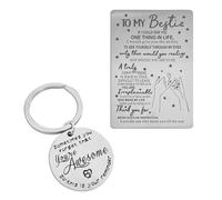 NyxSeat 1 tarjeta de cartera, 1 llavero, tarjeta de cartera de acero inoxidable, tarjeta de billetera grabada, regalo para tu mejor amigo, Color acero., 55 * 85 mm, Clásico