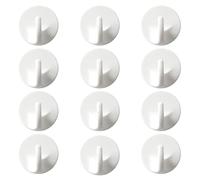 NyxSeat - 12 ganchos adhesivos de plástico blanco para pared extraíble, autoadhesivos, de almacenamiento sin perforación, para colgar sombreros, bufandas y más