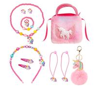 NyxSeat 12 piezas arco iris caballo joyería, accesorios para el pelo de las niñas set de regalo, bolso de hombro de niños, accesorios de joyería de los niños, arco iris caballo colgante, Acero