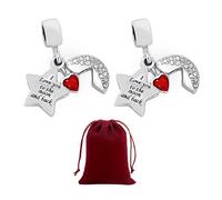 NyxSeat 2 abalorios para pulsera de mujer, con 1 bolsa de terciopelo rojo, accesorios para pulsera de estrella, amuletos para pulsera femenina, abalorios personalizados, Acero inoxidable