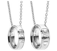 NyxSeat 2 cadenas de anillos, regalos personalizados para padres, regalos personalizados para hombres, regalos de cumpleaños para mamá, regalos para papá, cadena de anillo de acero inoxidable, collar