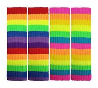 NyxSeat 2 calcetines de lana de arco iris para mujer, calentadores de piernas de punto de moda, calcetines cálidos para patinar, arcoiris, 40-42cm