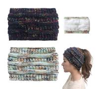 NyxSeat 2 diademas de punto para mujer, orejeras cálidas de invierno, diademas trenzadas, cómodas diademas para mujer, con forro polar, para deportes al aire libre