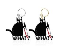 NyxSeat 2 llaveros de gato negro, divertidos llaveros de animales de dibujos animados, colgantes de acrílico creativos, adecuados para bolsos, llaves y accesorios para teléfonos móviles (oro, plata),