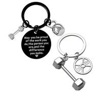 NyxSeat 2 Llaveros Personalizados Con Pesas, Joyas de Fitness, Creativos Para Agradecimiento - Plateado y Negro, Talla Única