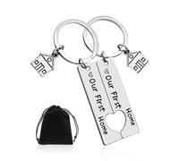 NyxSeat 2 Llaveros y Bolsa de Almacenamiento, Inauguración de la Casa, Adecuado para Regalos de Nuevos Propietarios, Plata, 5