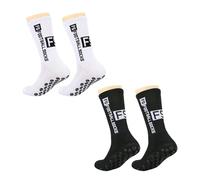 NyxSeat 2 pares de calcetines deportivos, antideslizantes de fútbol, calcetines de entrenamiento, adecuados para fútbol, baloncesto, deportes al aire libre (blanco, negro), Blanco, 44