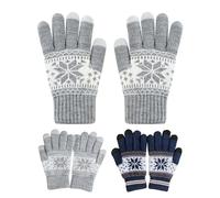 NyxSeat 2 pares de guantes con estampado de copo de nieve, guantes de invierno para mujeres y hombres, guantes forrados cálidos, guantes de punto, adecuados para ropa de invierno, esquí y ciclismo,