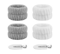 NyxSeat 2 pares de pulseras con 2 horquillas, pulseras de spa para el lavado de cara, pulseras absorbentes de agua para lavarse la cara, adecuadas para maquillaje y lavado de cara.