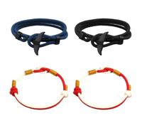 NyxSeat 2 pulseras de cola de pez con 2 piezas de cuerda trenzada, pulsera náutica de cuerda, pulsera de cuerda de ancla, pulsera de pez, pulsera de cuerda ajustable.