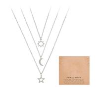NyxSeat 3 Collares Para Mujer Con Colgante de Sol, Luna y Estrella - Personalizados Para Clavículas, Amistad - Joyería de Moda - Regalos Perfectos Para Amigos, Familiares