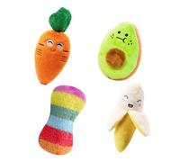 NyxSeat 4 juguetes de peluche de frutas, brillantes y lindos, juguetes para mascotas de frutas, resistentes a mordeduras y ruidosos, alivia la ansiedad de los perros, adecuados para perros pequeños y