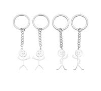 NyxSeat 4 Llaveros de 2 Estilos, Lenguaje de Señas Stickman, Únicos, Regalos Divertidos para Bolsos, Llaves, Colgantes de Bricolaje, Unisex (Plata), Talla Única