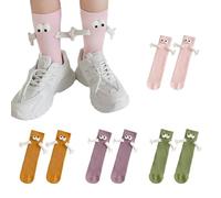 NyxSeat 4 Pares de Calcetines con Manos Magnéticas 3D, Diseño Divertido y Lindo para San Valentín y Fiestas