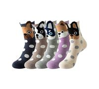 NyxSeat 5 pares de calcetines de algodón con lunares para perros, calcetines divertidos, regalos para bulldog francés, regalos para amantes de los perros