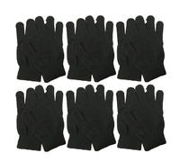NyxSeat 6 guantes térmicos negros de talla única, guantes de invierno para hombres y mujeres, guantes cálidos de punto de cinco dedos, guantes elásticos resistentes al frío para exteriores, Negro ,