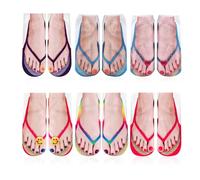 NyxSeat 6 Pares de Calcetines de Chanclas, Divertidos Con Estampado 3D, Modernos Para Hombres y Mujeres, Moda Con Estampado de Uñas, Rojo Púrpura Azul