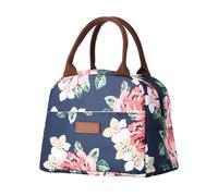 NyxSeat Bolsa de almuerzo para mujer, diseño floral, moderna, aislante, gran capacidad, portátil, almuerzo de trabajo, aperitivos, fruta, camping, senderismo