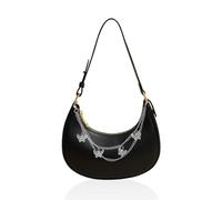 NyxSeat Bolso de Hombro con Cadena de Mariposa, Bandolera Portátil de Media Luna, Diseño de Bola Versátil para Mujer (Negro)