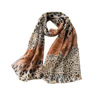NyxSeat Bufanda suave con estampado de leopardo de 1 pieza, chal y bufanda ligeros de moda, bufanda de seda de gasa con estampado de leopardo, bufanda tipo chal, accesorios de ropa para mujer