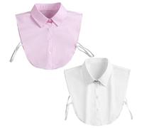 NyxSeat - Camisa para mujer con collar de camisa falso, manga corta, blanco, rosa, talla única