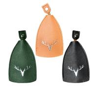 NyxSeat Estuche de cuero para llaves de coche de 3 piezas, llavero extensible, llavero de cuero, llavero extensible, universal para hombres y mujeres, Verde Ejército Naranja Negro, 11.5*7.5cm