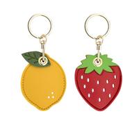 NyxSeat Funda de piel de limón y fresa, mini dulce, accesorio creativo personalizado con funda protectora de cuero y metal para llaves