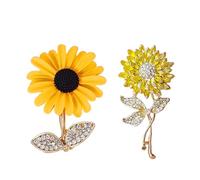 NyxSeat - Juego de 2 broches de girasol - Pequeños broches de estilo pastoral - Adecuado para fiestas, uso diario, regalos de cumpleaños (amarillo), metal, metal
