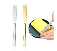 NyxSeat Juego de 2 cuchillos de mantequilla, cortador de mantequilla, cortador de mantequilla, herramienta de cocina, para distribuir mermelada y mantequilla (oro y plata)