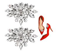 NyxSeat Juego de 2 hebillas de zapatos de tacón alto con diamantes de imitación brillantes, accesorios de moda para zapatos de boda, decoración de zapatos de novia desmontables, creativos, para mujer,