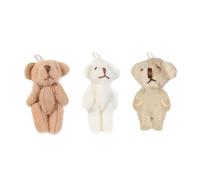 NyxSeat - Juego de 3 colgantes de oso de peluche (4 cm, mini oso de peluche de 4 cm), color beige y marrón y blanco