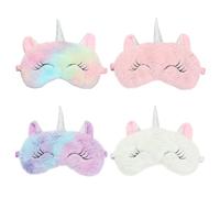NyxSeat Juego de 4 máscaras para niños, antifaz para dormir ultrasuaves y cómodas, para mujeres y niños, lindas máscaras de peluche de unicornio, bloquea la luz durante una siesta o cuando viajas