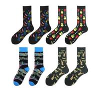 NyxSeat Juego de 4 pares de calcetines para instrumentos musicales, calcetines de guitarra, regalo inusual para guitarristas, calcetines elegantes para hombres, gran regalo para tu familia o amigos.,
