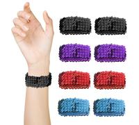 NyxSeat Juego de 8 pulseras de lentejuelas para escenario, puños de lentejuelas de cuatro colores, pulseras para mujer, para fiestas y actuaciones, Negro, Rojo, Púrpura, Azul Cielo, 4.5cm