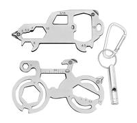 NyxSeat Multiherramienta 10 en 1 de Acero Inoxidable, Multiherramienta para Bicicleta y Coche, Silbato Salvavidas y Mosquetón de Aluminio