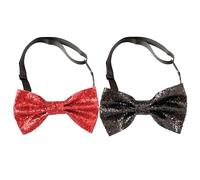 NyxSeat Pajarita 2 Piezas: Lazo Ajustable Navideño, Corbata Roja para Hombre, de Lentejuelas y Elástica