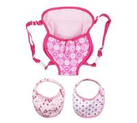NyxSeat portamuñecas con 2 bandanas de saliva, transportador de muñecas, correa de hombro ajustable, mini juguete novedoso para niñas y niños.