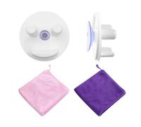 NyxSeat Soporte para estropajo blanco de 2 piezas con 2 toallas pequeñas cuadradas, soporte de esponja fuerte, soporte de esponja con ventosa para fregadero de cocina (sin esponjas)