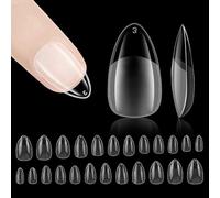 Nzakybbi Almond - Juego de 240 puntas de uñas cortas para uñas de gel con forma de almendra, con caja, 10 tamaños